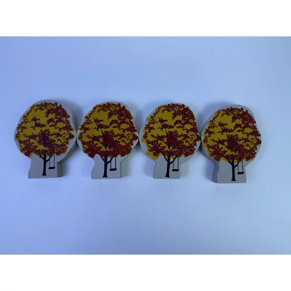 Cat’s Meow Set Of 4 Red Maple Tree Shelf Sitter Wood Village Accessory